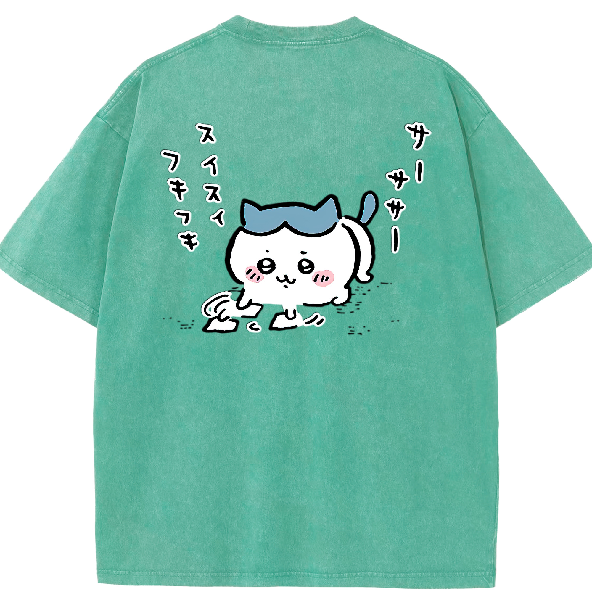 （画像用） ちいかわ ハチワレ Chii-kawa hachiware 綿100% ヴィンテージ風 半袖Tシャツ（背面プリント）